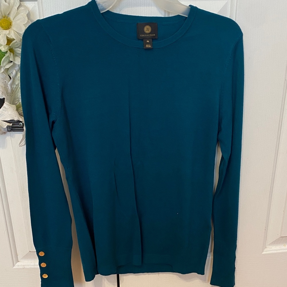 JM Collection Teal Long Sleeve Blouse